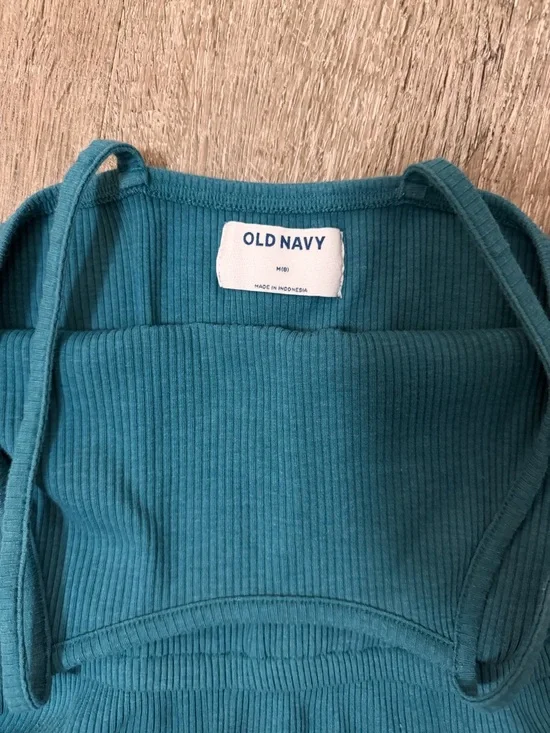 Old Navy Teal Ribbed Girls Romper - Picture 2 of 2